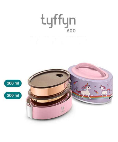 Vaya Tyffyn 600ml Graphics Design Thermal Vacuum Insulated with 2 inner containers (300ml *2 Copper Coated Inner Containers)