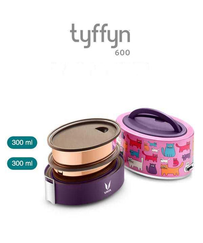Vaya Tyffyn 600ml Graphics Design Thermal Vacuum Insulated with 2 inner containers (300ml *2 Copper Coated Inner Containers)