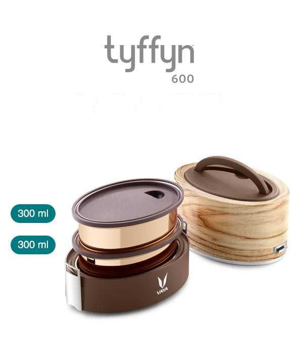 Vaya Tyffyn 600ml Graphics Design Thermal Vacuum Insulated with 2 inner containers (300ml *2 Copper Coated Inner Containers)