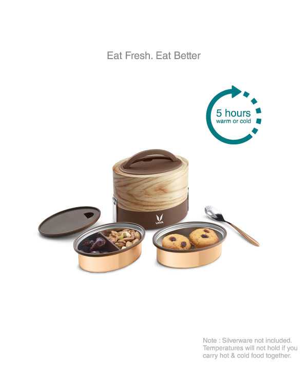 Vaya Tyffyn 600ml Graphics Design Thermal Vacuum Insulated with 2 inner containers (300ml *2 Copper Coated Inner Containers)
