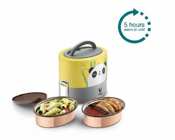 Vaya Tyffyn 600ml Graphics Design Thermal Vacuum Insulated with 2 inner containers (300ml *2 Copper Coated Inner Containers)