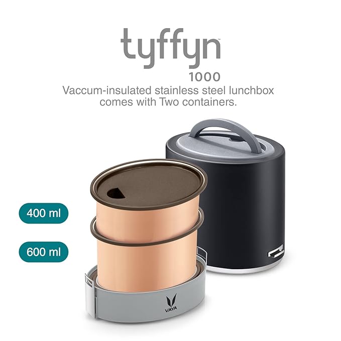 Vaya Tyffyn 1000ml (400*1 + 600*1 Copper Coated Inner Containers) Vacuum Insulated Stainless Steel Lunch Set