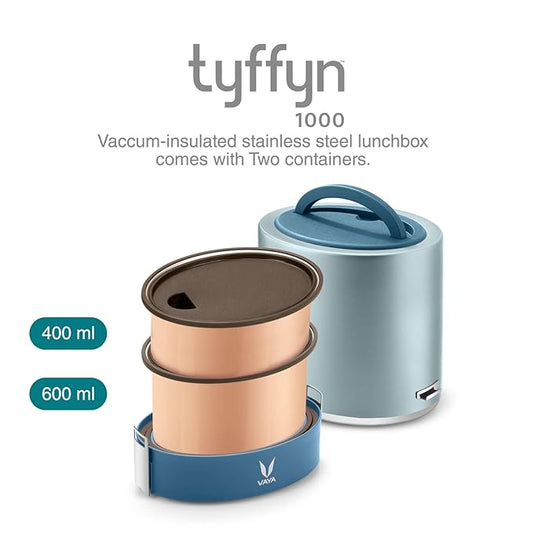 Vaya Tyffyn 1000ml (400*1 + 600*1 Copper Coated Inner Containers) Vacuum Insulated Stainless Steel Lunch Set