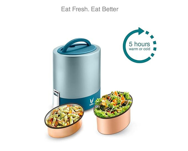 Vaya Tyffyn 1000ml Thermal Vacuum Insulated with 2 inner containers (400ml * 1 + 600ml * 1 Copper Coated Inner Containers)