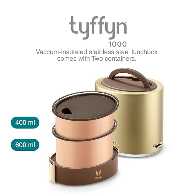 Vaya Tyffyn 1000ml (400*1 + 600*1 Copper Coated Inner Containers) Vacuum Insulated Stainless Steel Lunch Set