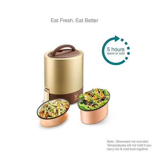 Vaya Tyffyn 1000ml Thermal Vacuum Insulated with 2 Copper Coated Inner Containers (600ml * 1 & 400ml * 1)