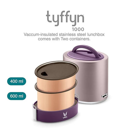 Vaya Tyffyn 1000ml (400*1 + 600*1 Copper Coated Inner Containers) Vacuum Insulated Stainless Steel Lunch Set