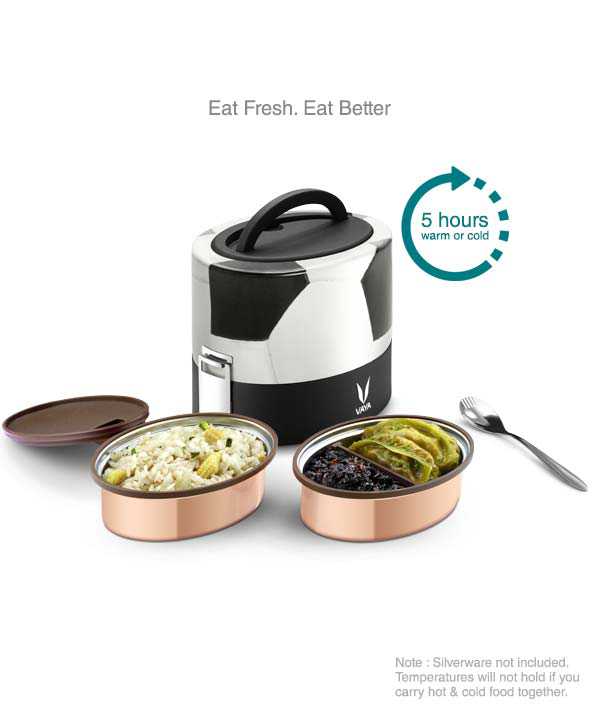 Vaya Tyffyn 600ml Printed Thermal Vacuum Insulated with 2 Copper Coated Inner Containers (300ml *2)