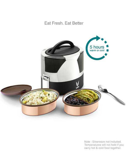 Vaya Tyffyn 600ml Printed Thermal Vacuum Insulated with 2 Copper Coated Inner Containers (300ml *2)