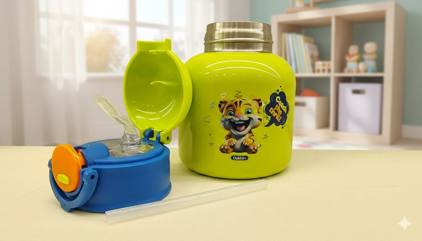 Dubblin Mango 500ml Thermal Vacuum Insulated Kids Straw Bottle