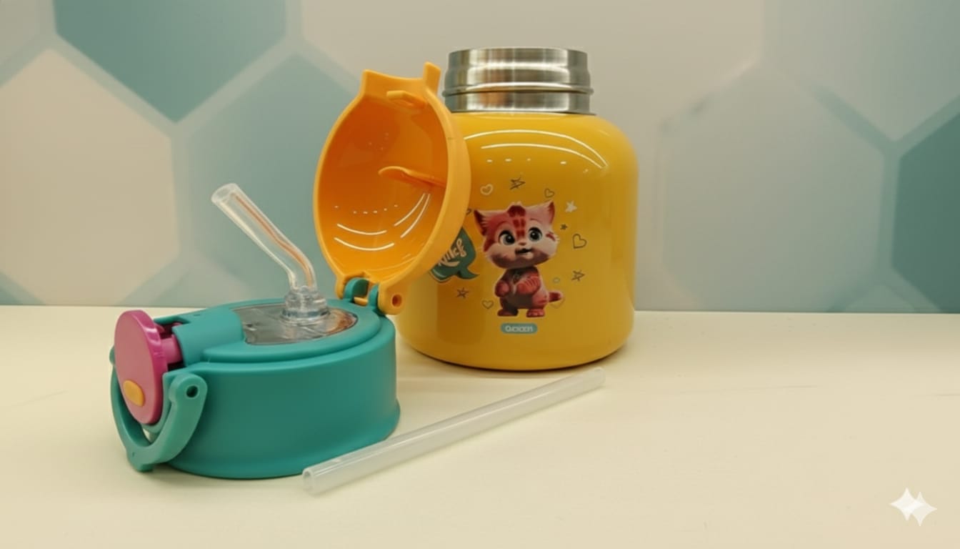 Dubblin Mango 500ml Thermal Vacuum Insulated Kids Straw Bottle