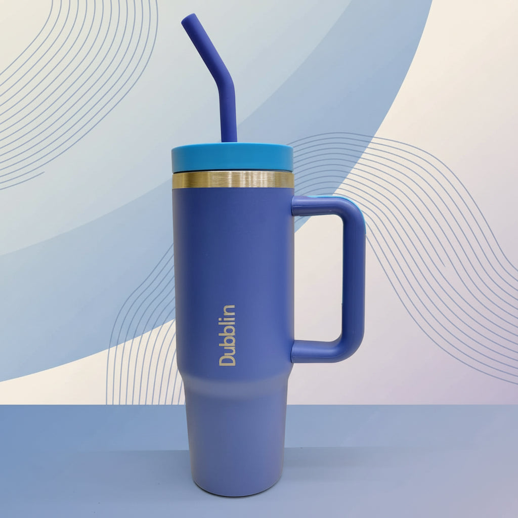 Dubblin Bold 900ml Thermal Vacuum Insulated Mug with Stainless Steel Straw (Twin Flow: Normal Sipper Plus Straw Sipper)