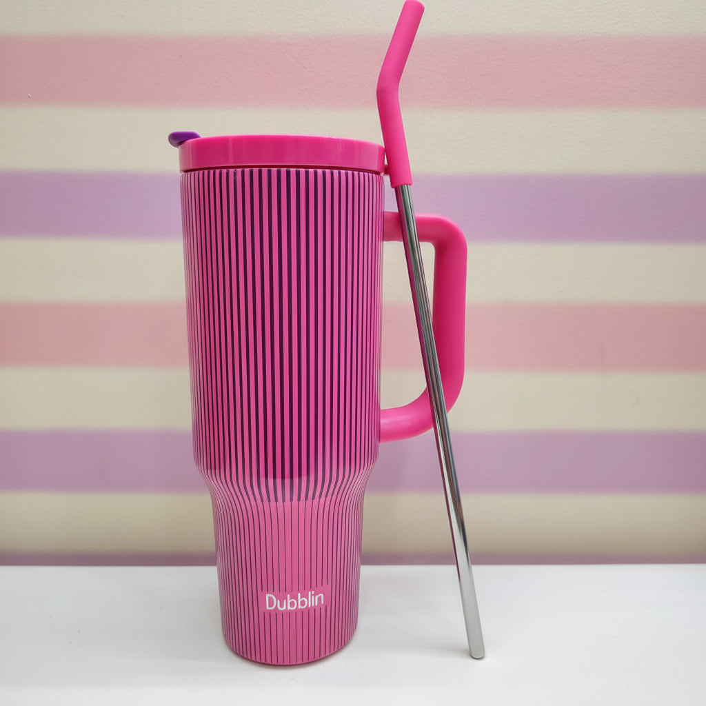 Dubblin Rock 1200ml Thermal Vacuum Insulated Mug with Stainless Steel Straw (Twin Flow: Normal Sipper Plus Straw Sipper)