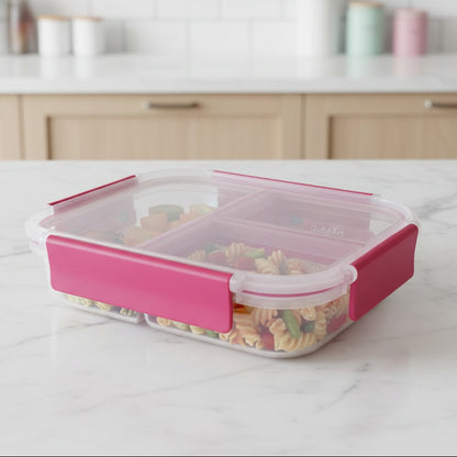 Dubblin Triple Treat 3 Partition Borosilicate Glass Lunch Box 960ml