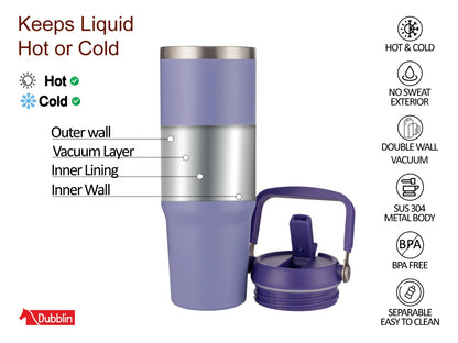 Dubblin Rage 800ml Thermal Vacuum Insulated Mug with Straw