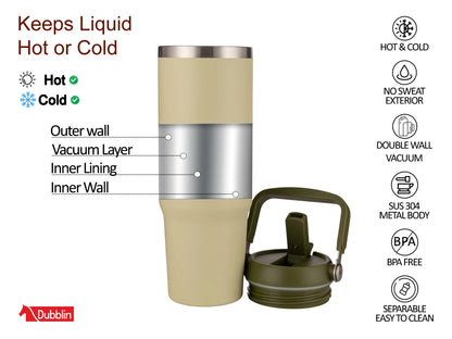 Dubblin Rage 800ml Thermal Vacuum Insulated Mug with Straw