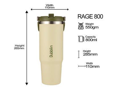 Dubblin Rage 800ml Thermal Vacuum Insulated Mug with Straw