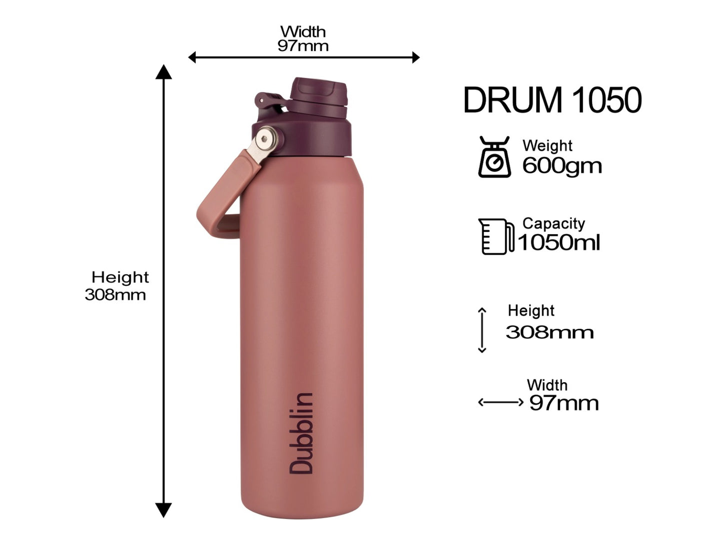 Dubblin Drum 1050ml Thermal Vacuum Insulated Bottle