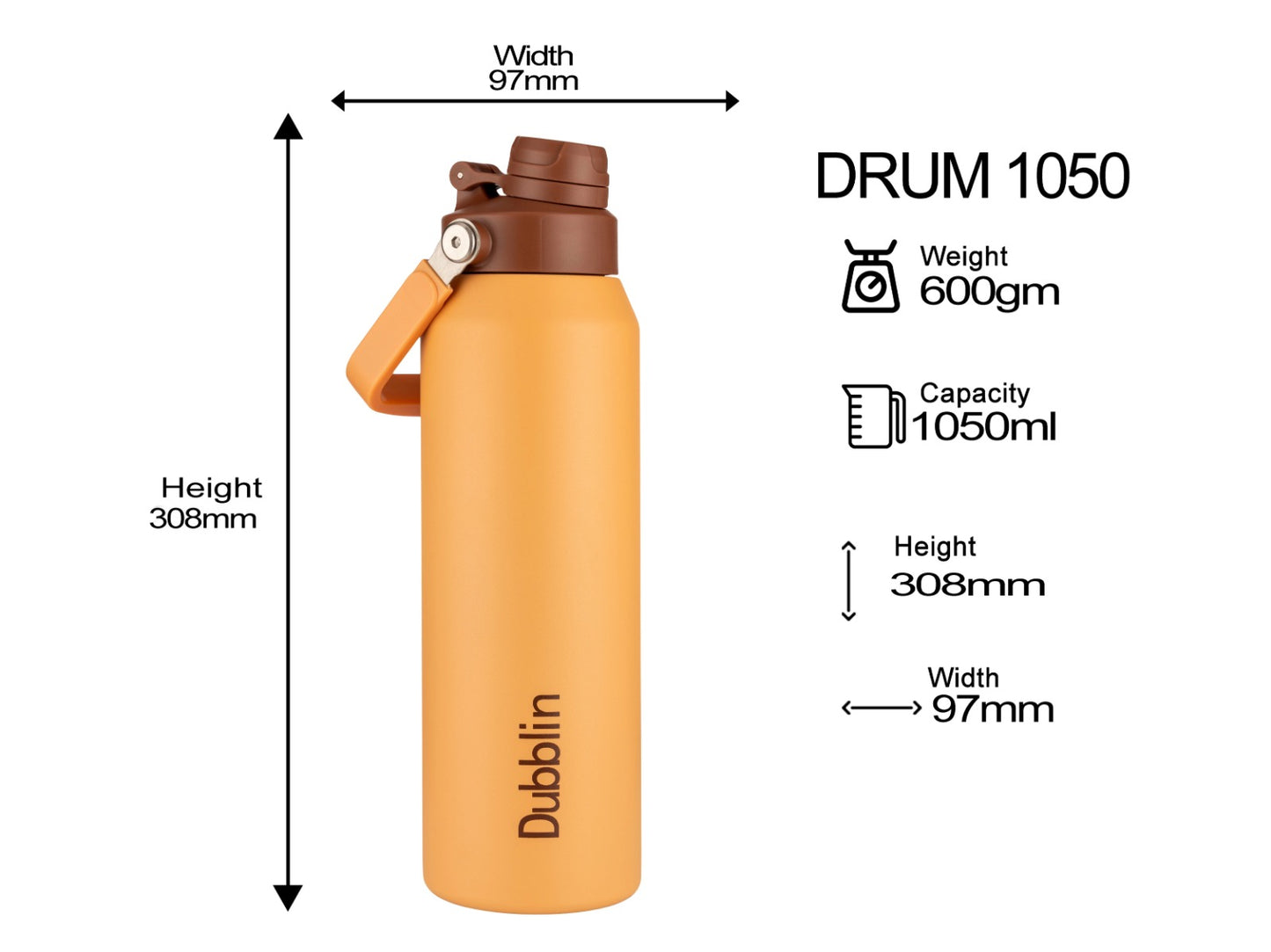 Dubblin Drum 1050ml Thermal Vacuum Insulated Bottle