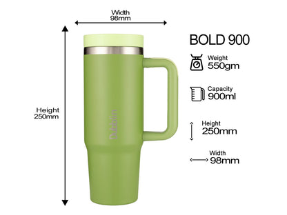 Dubblin Bold 900ml Thermal Vacuum Insulated Mug with Stainless Steel Straw (Twin Flow: Normal Sipper Plus Straw Sipper)