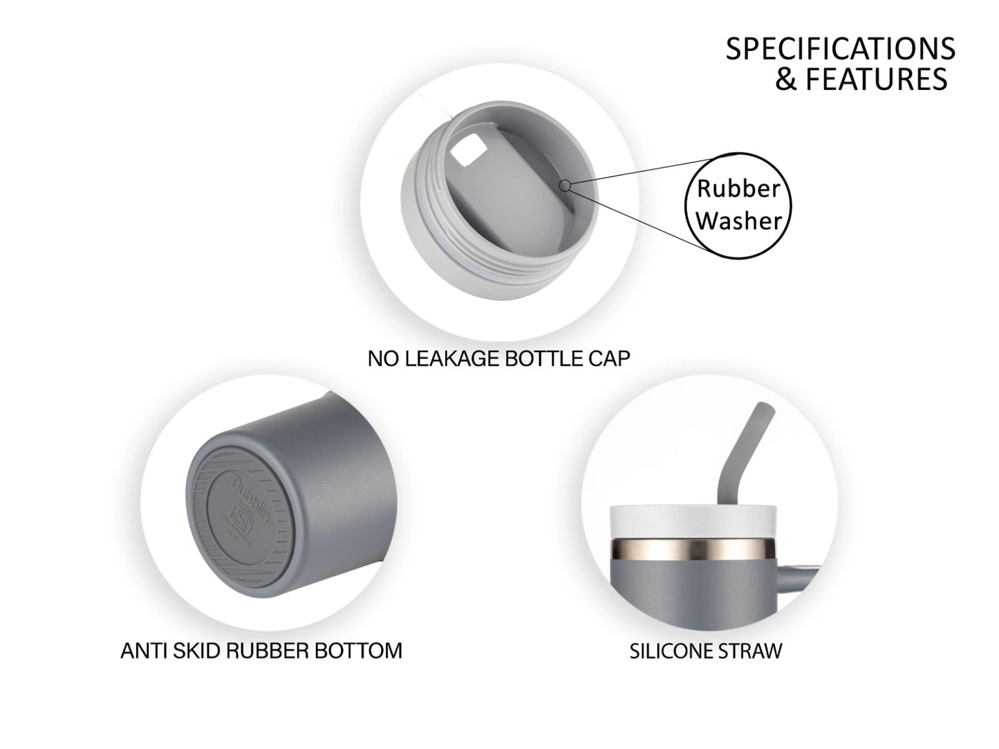 Dubblin Bold 900ml Thermal Vacuum Insulated Mug with Stainless Steel Straw (Twin Flow: Normal Sipper Plus Straw Sipper)