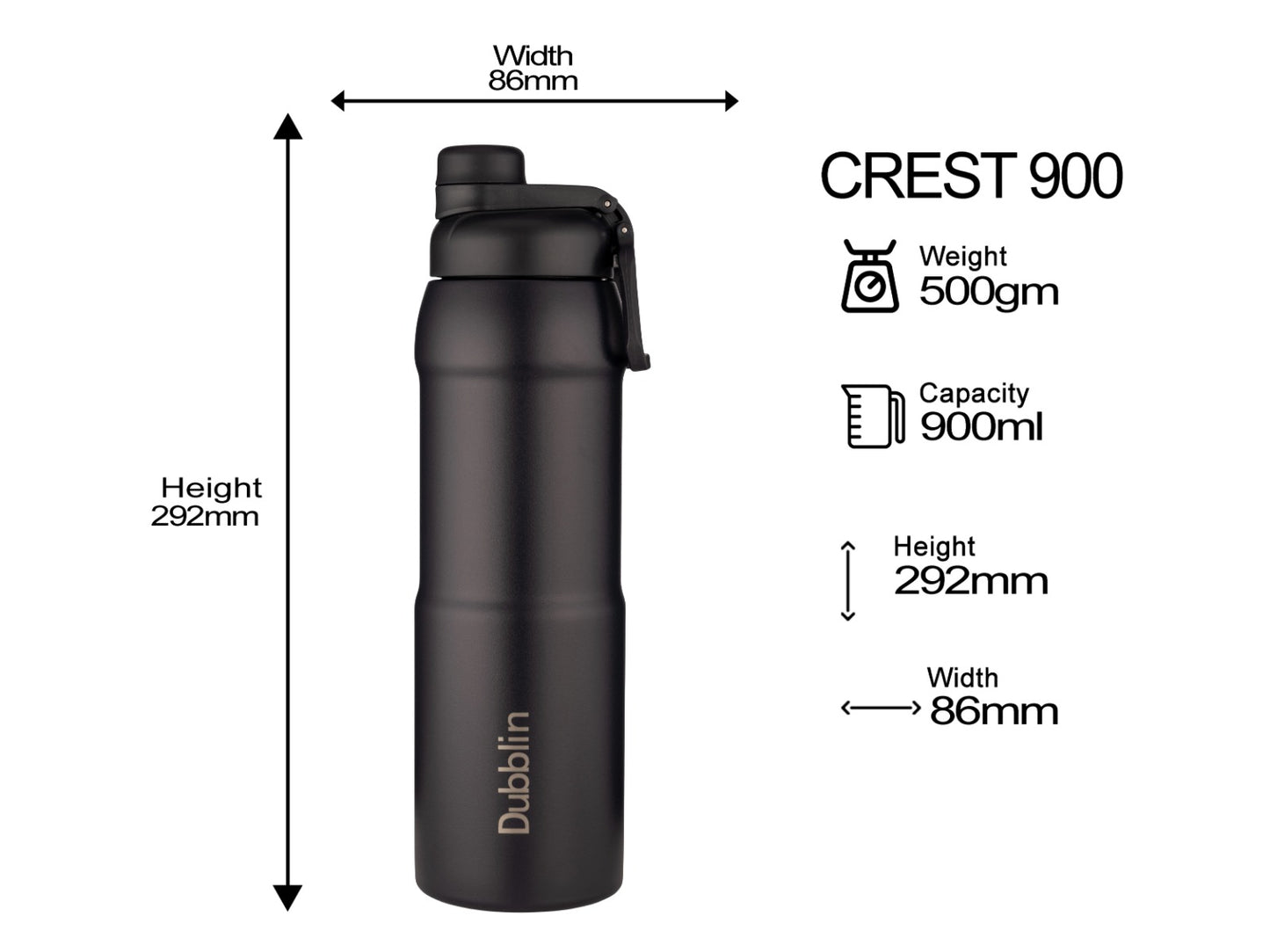 Dubblin Crest 900 Thermal Vacuum Insulated Bottle