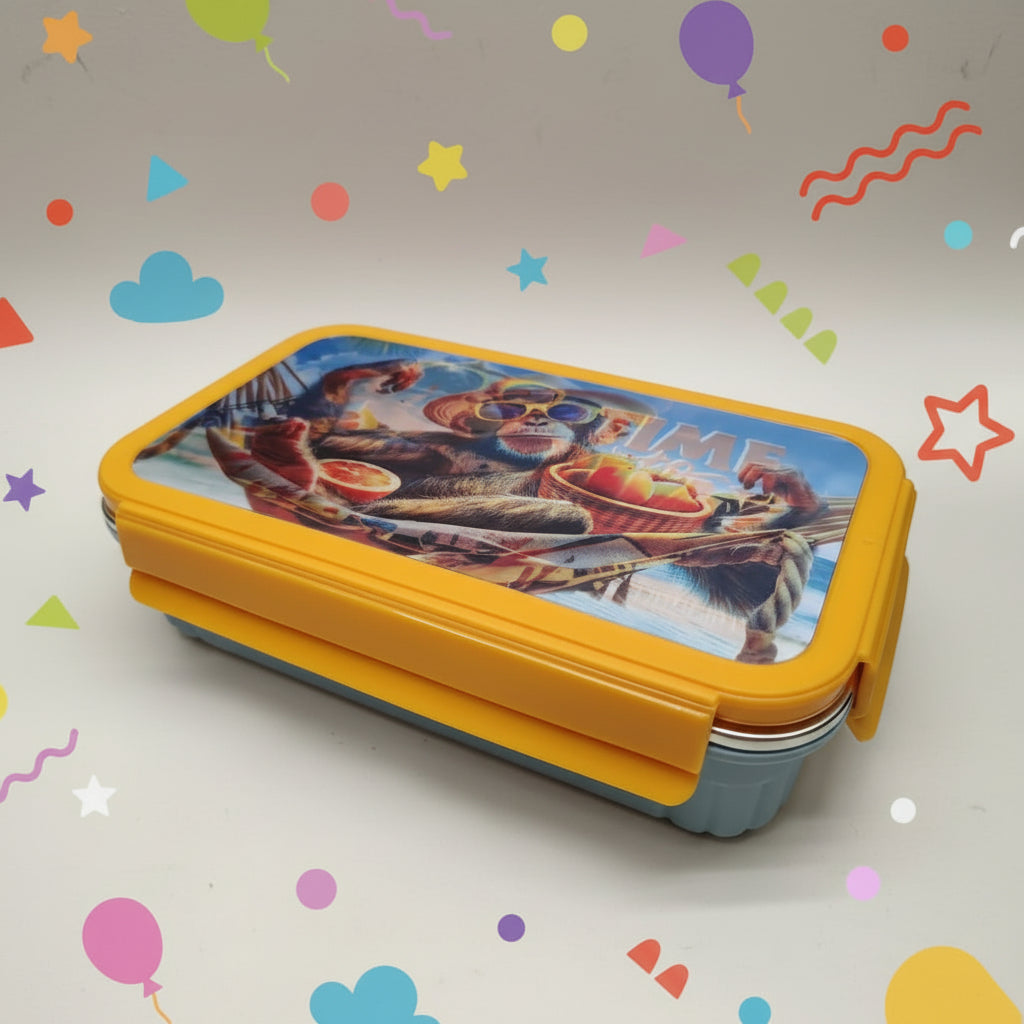Dubblin Goofy Stainless Steel 2 Partition Lunch Box