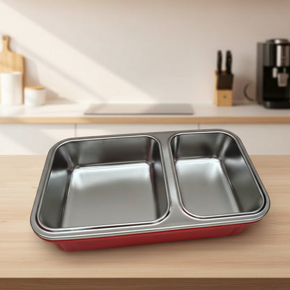 Dubblin Goofy Stainless Steel 2 Partition Lunch Box