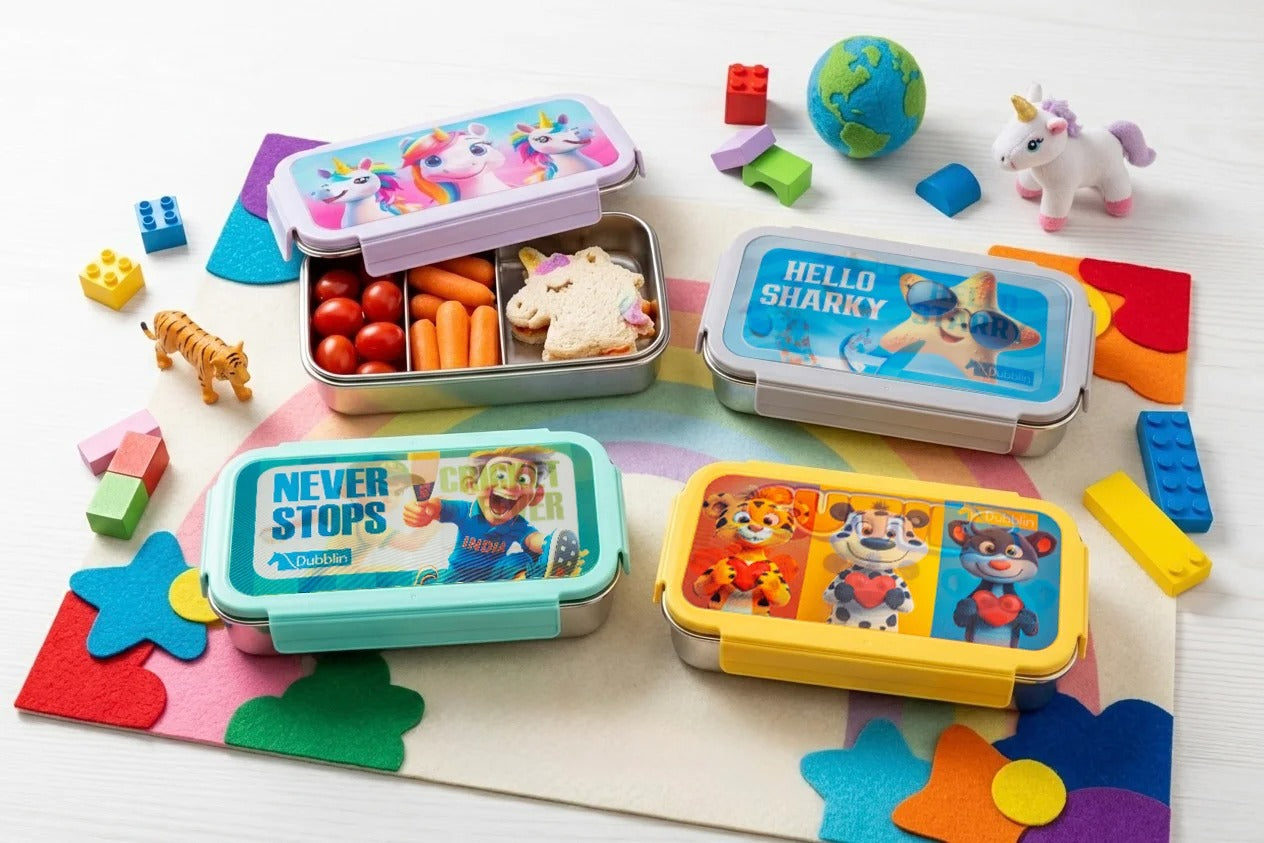 Dubblin Crunch Stainless Steel Lunch Box with Inner Container (with Lenticular Sticker)