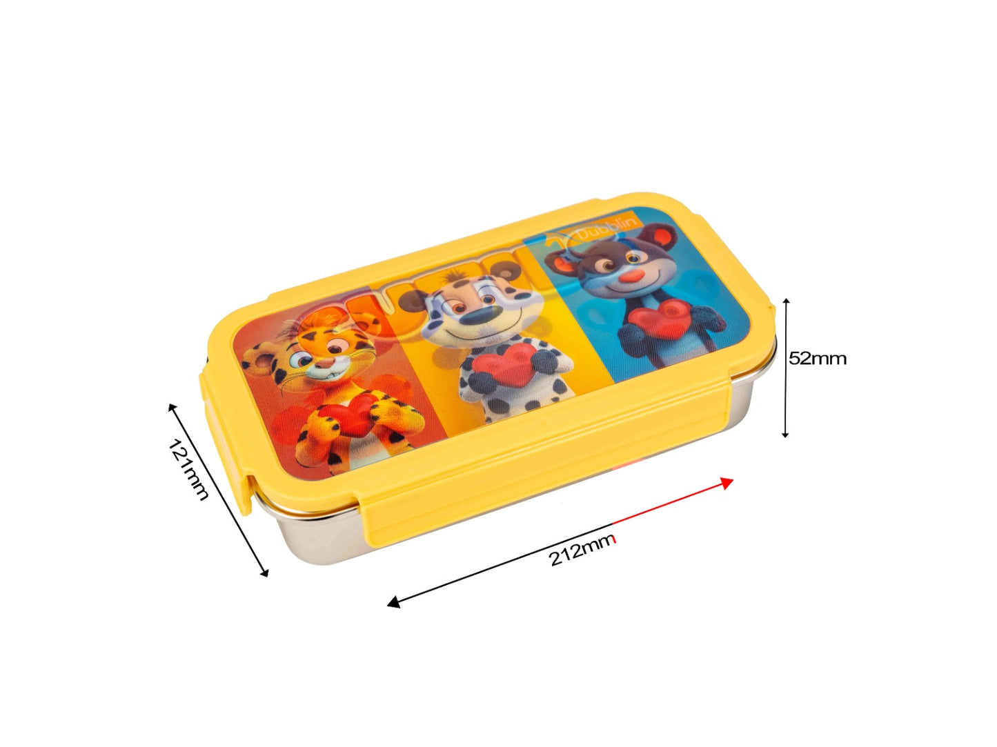 Dubblin Crunch Stainless Steel Lunch Box with Inner Container (with Lenticular Sticker)