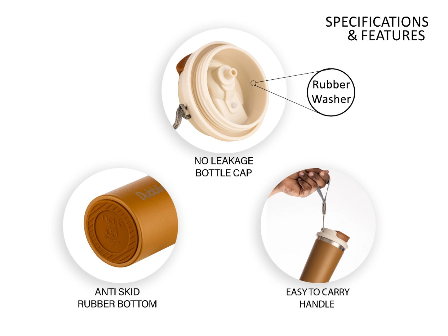 Dubblin Euro 500ml Thermal Vacuum Insulated Bottle with Silicon Straw (Twin Flow: Gulper Plus Straw Sipper)