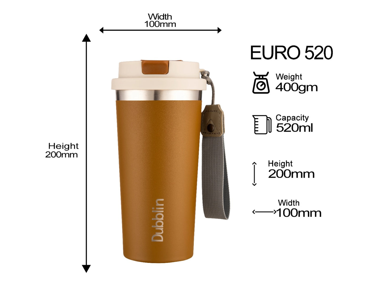 Dubblin Euro 500ml Thermal Vacuum Insulated Bottle with Silicon Straw (Twin Flow: Gulper Plus Straw Sipper)