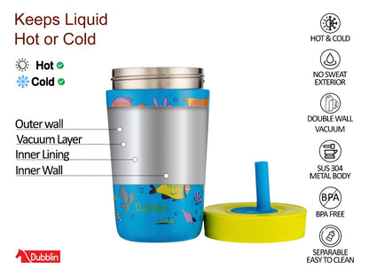 Dubblin Passion 350ml Thermal Vacuum Insulated Kids Bottle with Straw