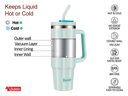 Dubblin Rock 900ml Thermal Vacuum Insulated Mug with Stainless Steel Straw (Twin Flow: Gulper Plus Straw Sipper)