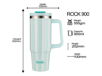 Dubblin Rock 900ml Thermal Vacuum Insulated Mug with Stainless Steel Straw (Twin Flow: Gulper Plus Straw Sipper)