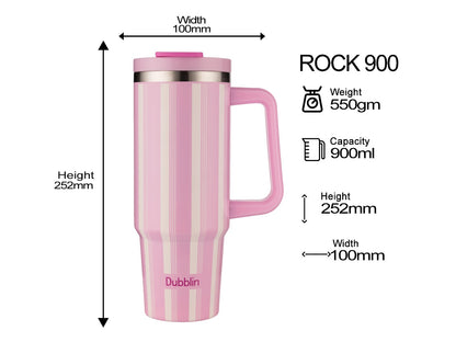 Dubblin Rock 900ml Thermal Vacuum Insulated Mug with Stainless Steel Straw (Twin Flow: Gulper Plus Straw Sipper)