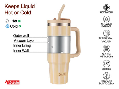 Dubblin Rock 900ml Thermal Vacuum Insulated Mug with Stainless Steel Straw (Twin Flow: Gulper Plus Straw Sipper)