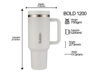 Dubblin Bold 1200ml Thermal Vacuum Insulated Mug with Stainless Steel Straw (Twin Flow: Gulper Plus Straw Sipper)