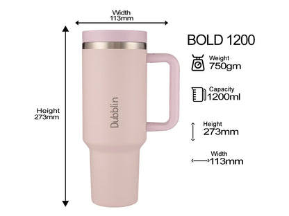 Dubblin Bold 1200ml Thermal Vacuum Insulated Mug with Stainless Steel Straw (Twin Flow: Gulper Plus Straw Sipper)