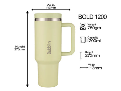Dubblin Bold 1200ml Thermal Vacuum Insulated Mug with Stainless Steel Straw (Twin Flow: Gulper Plus Straw Sipper)