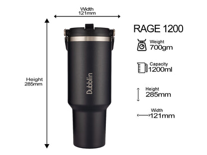 Dubblin Rage 1200ml Thermal Vacuum Insulated Mug with Straw
