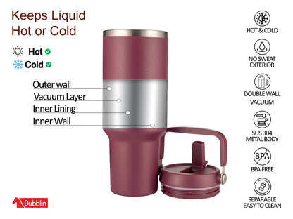 Dubblin Rage 1200ml Thermal Vacuum Insulated Mug with Straw