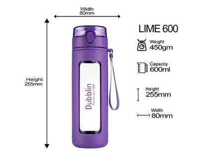 Dubblin Lime 600 Borosilicate Glass Bottle