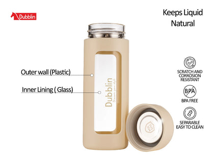 Dubblin Leo 460 Borosilicate Glass Bottle with Inside Strainer