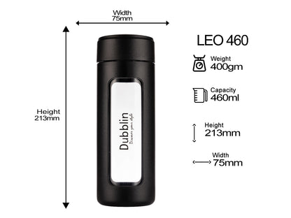 Dubblin Leo 460 Borosilicate Glass Bottle with Inside Strainer