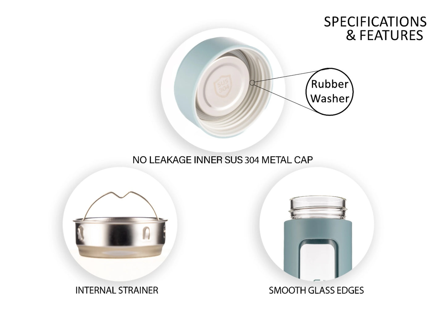 Dubblin Leo 460 Borosilicate Glass Bottle with Inside Strainer