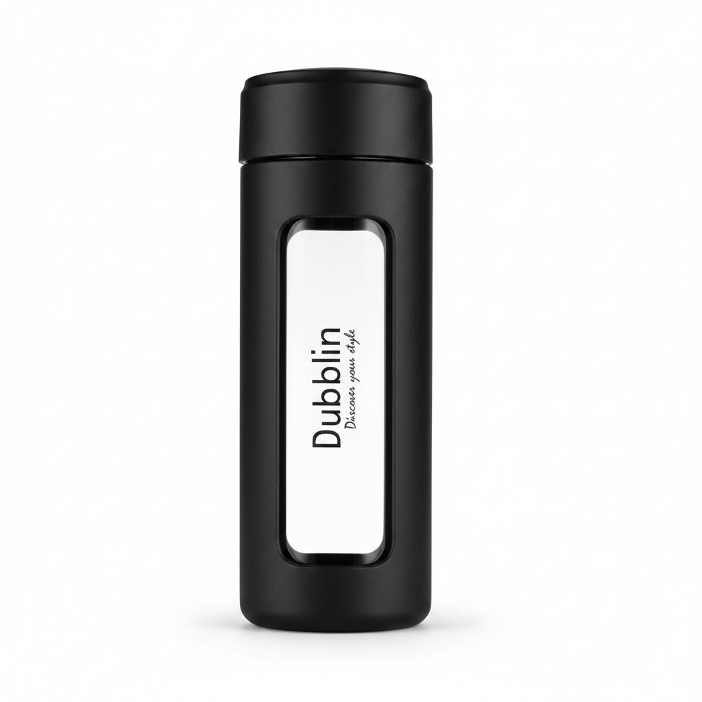 Dubblin Leo 460 Borosilicate Glass Bottle with Inside Strainer