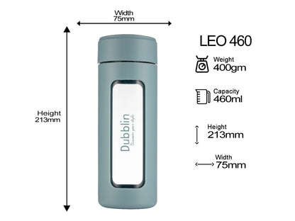 Dubblin Leo 460 Borosilicate Glass Bottle with Inside Strainer