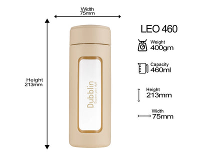 Dubblin Leo 460 Borosilicate Glass Bottle with Inside Strainer