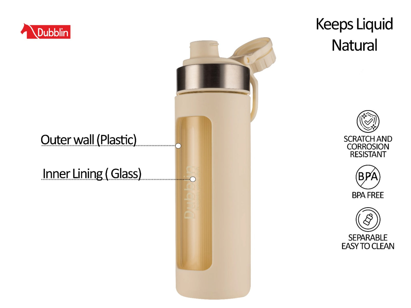 Dubblin Marine 600ml Borosilicate Glass Bottle